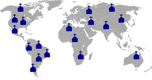 Map of the world of the churches